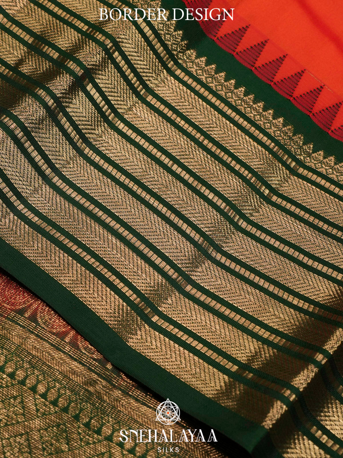 Rust Orange  Kanjivaram Silk Saree