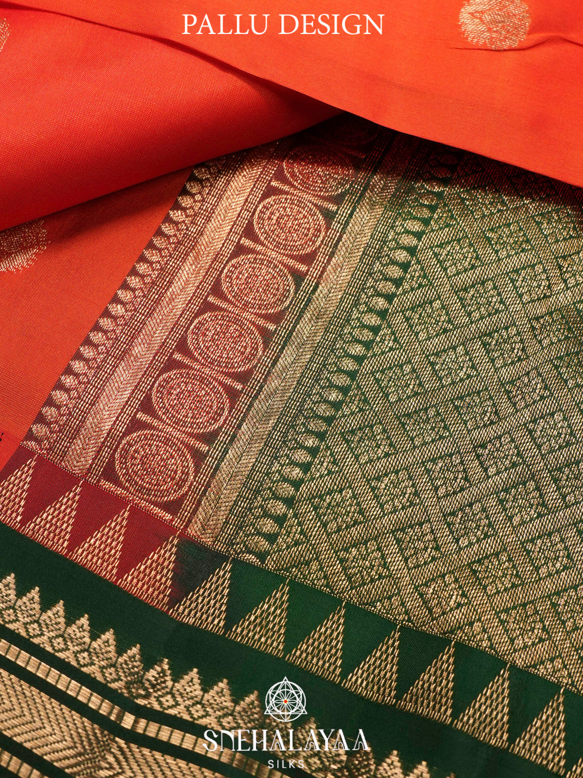 Rust Orange  Kanjivaram Silk Saree