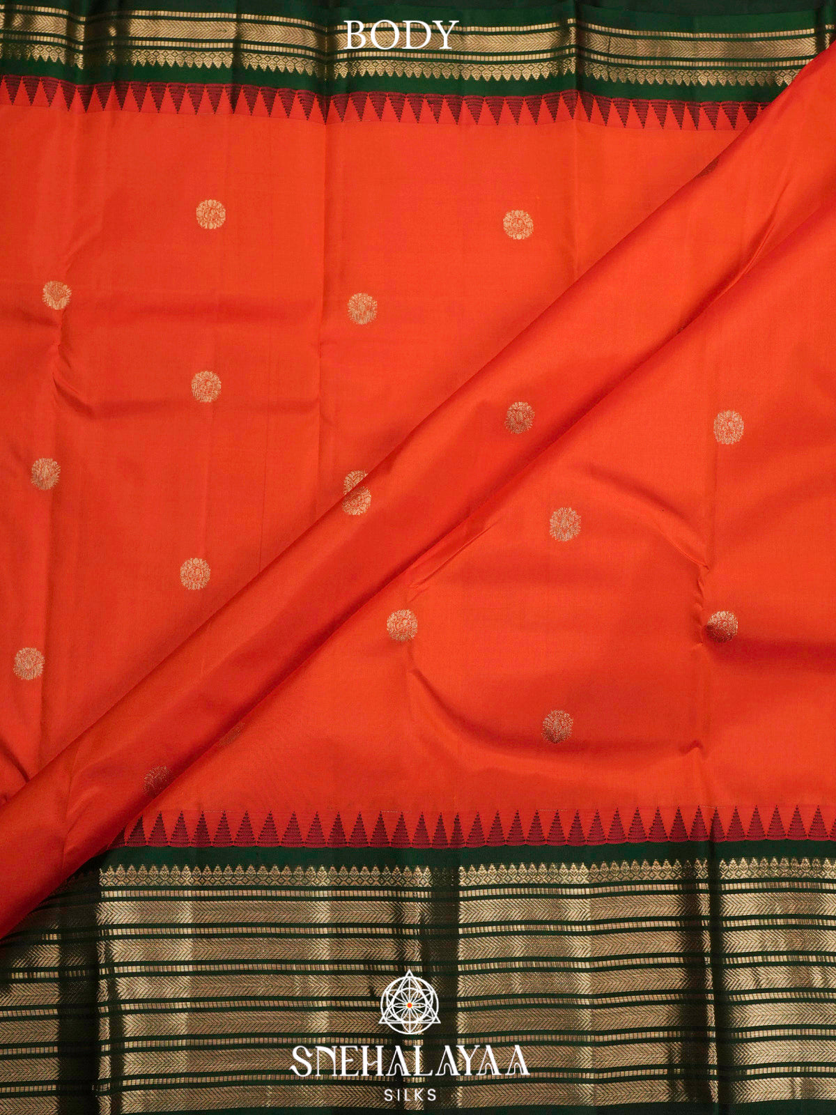 Rust Orange  Kanjivaram Silk Saree