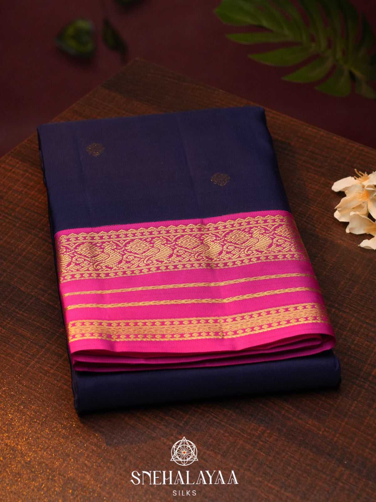 Navy Blue Kanjivaram Silk Saree