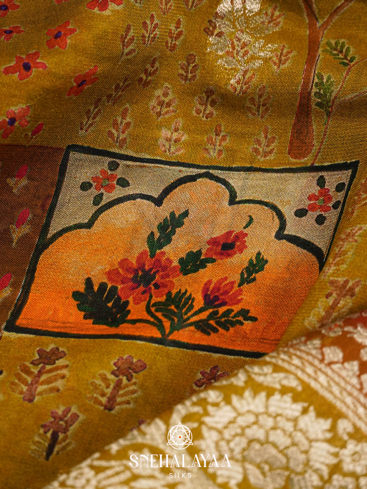 Mustard Yellow Georgette Saree