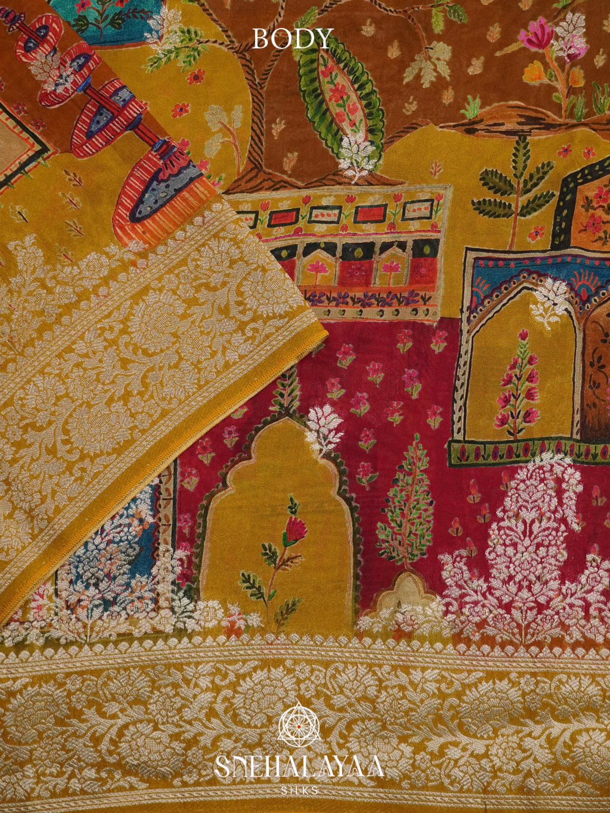 Mustard Yellow Georgette Saree