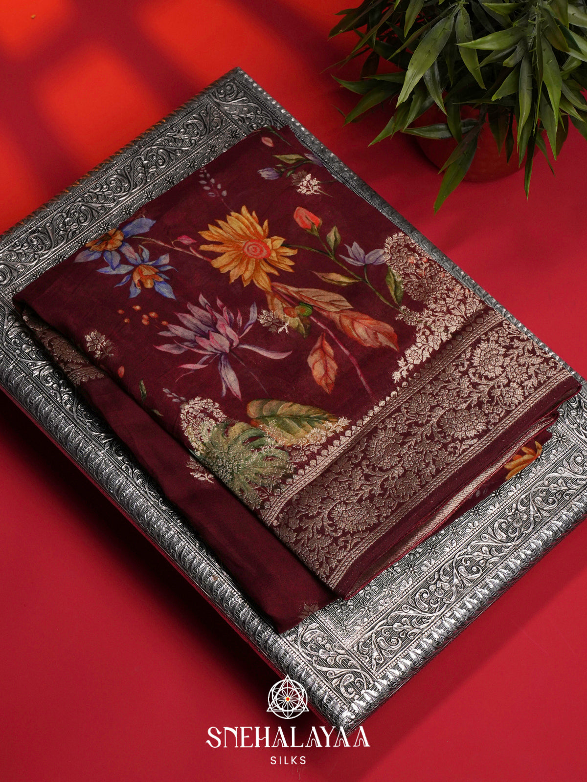 Maroon Georgette Saree