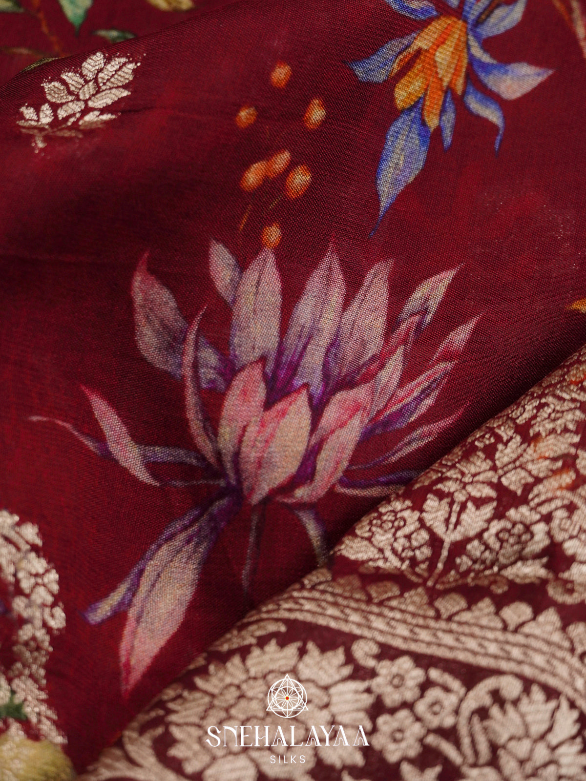 Maroon Georgette Saree