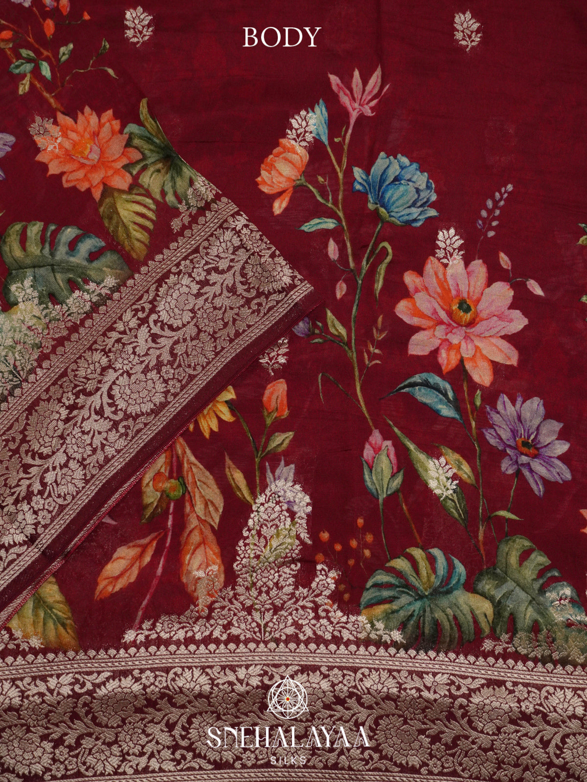 Maroon Georgette Saree