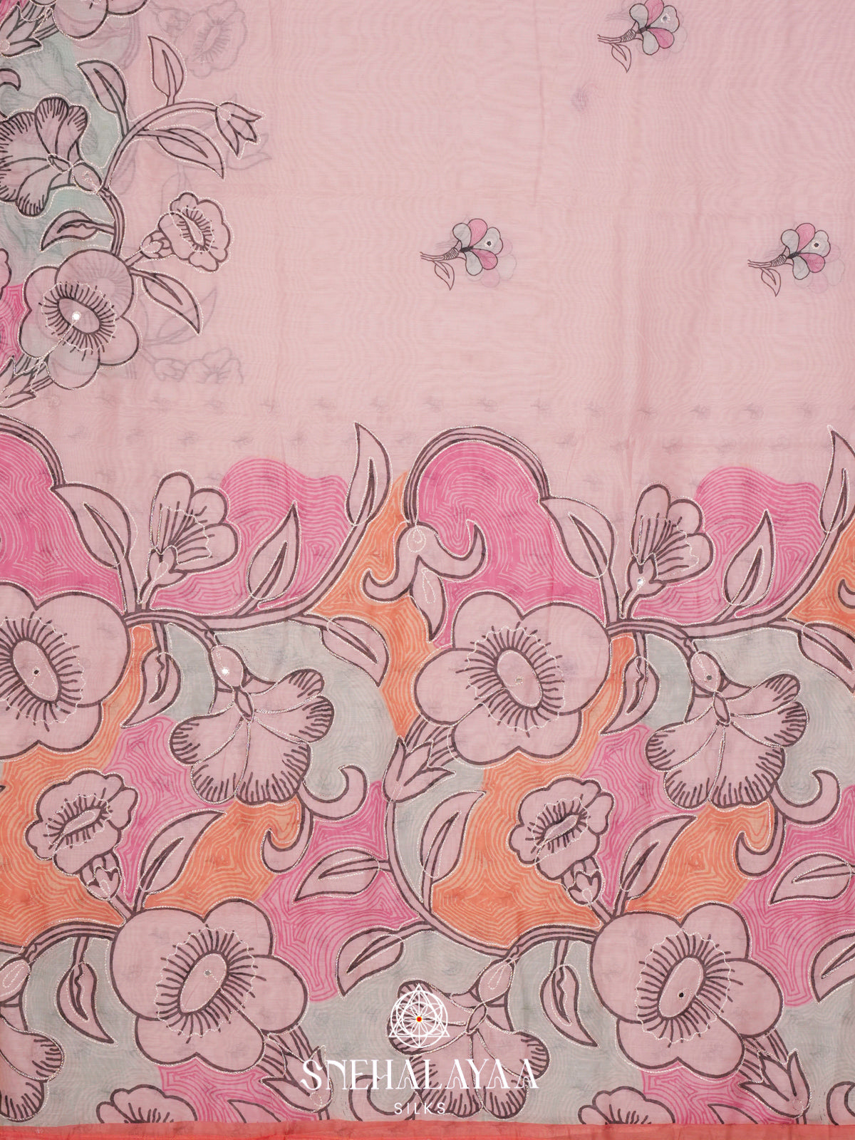Pale Pink  Linen Saree