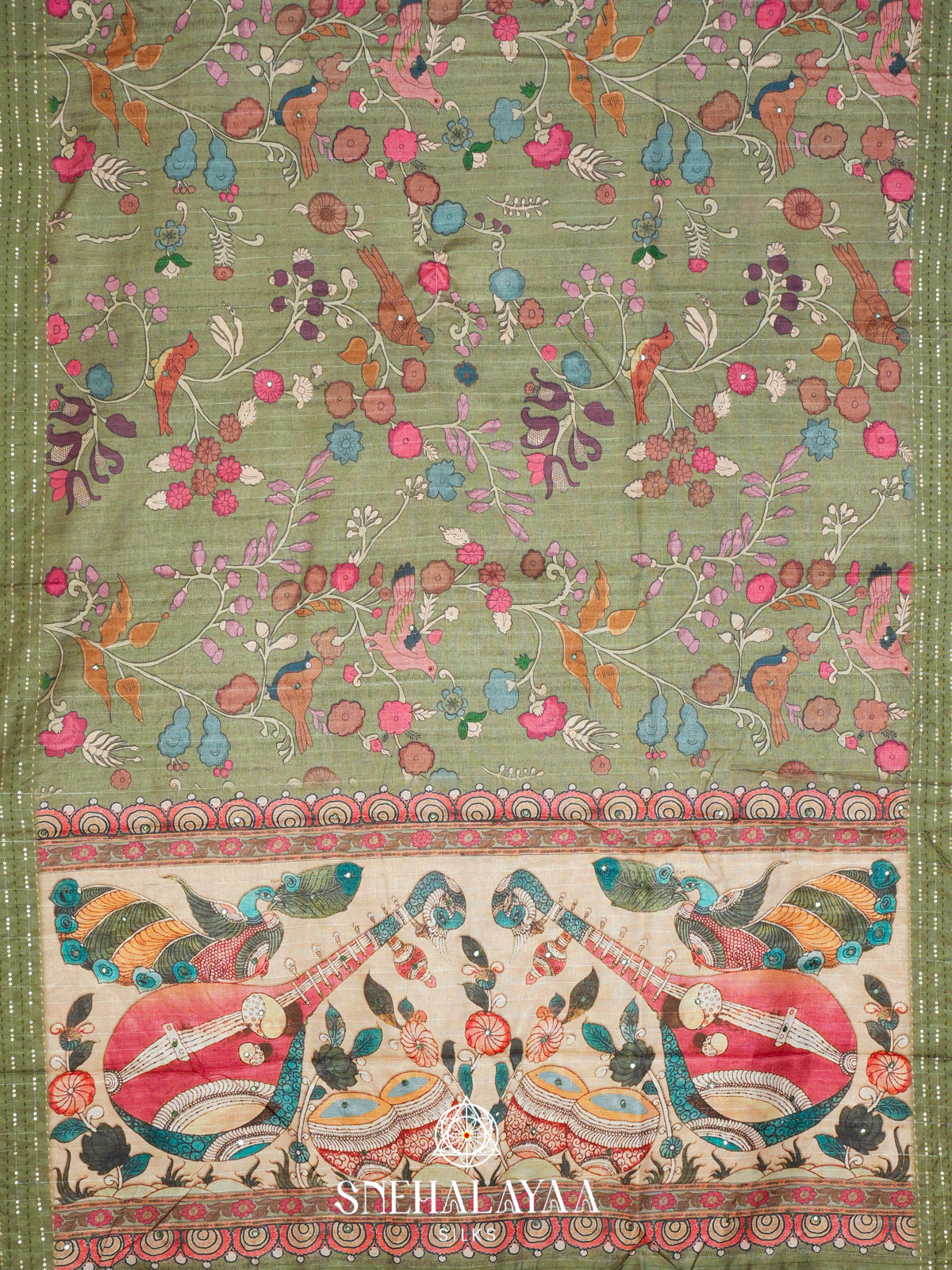 Green Tussar Saree