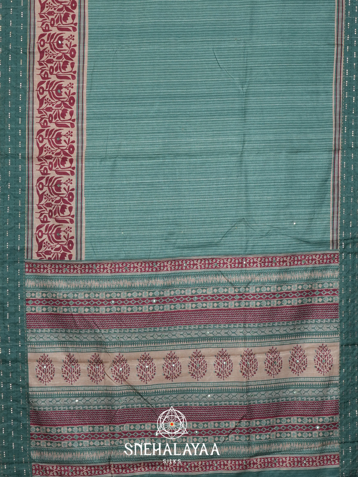 Teal Green Tussar saree