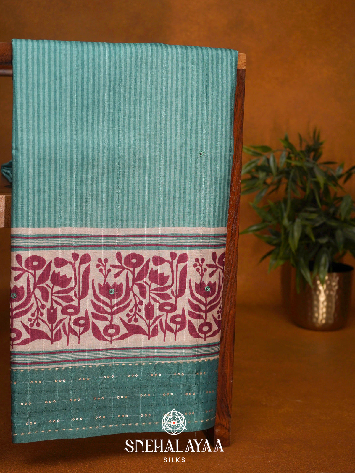 Sky Blue Tussar Saree