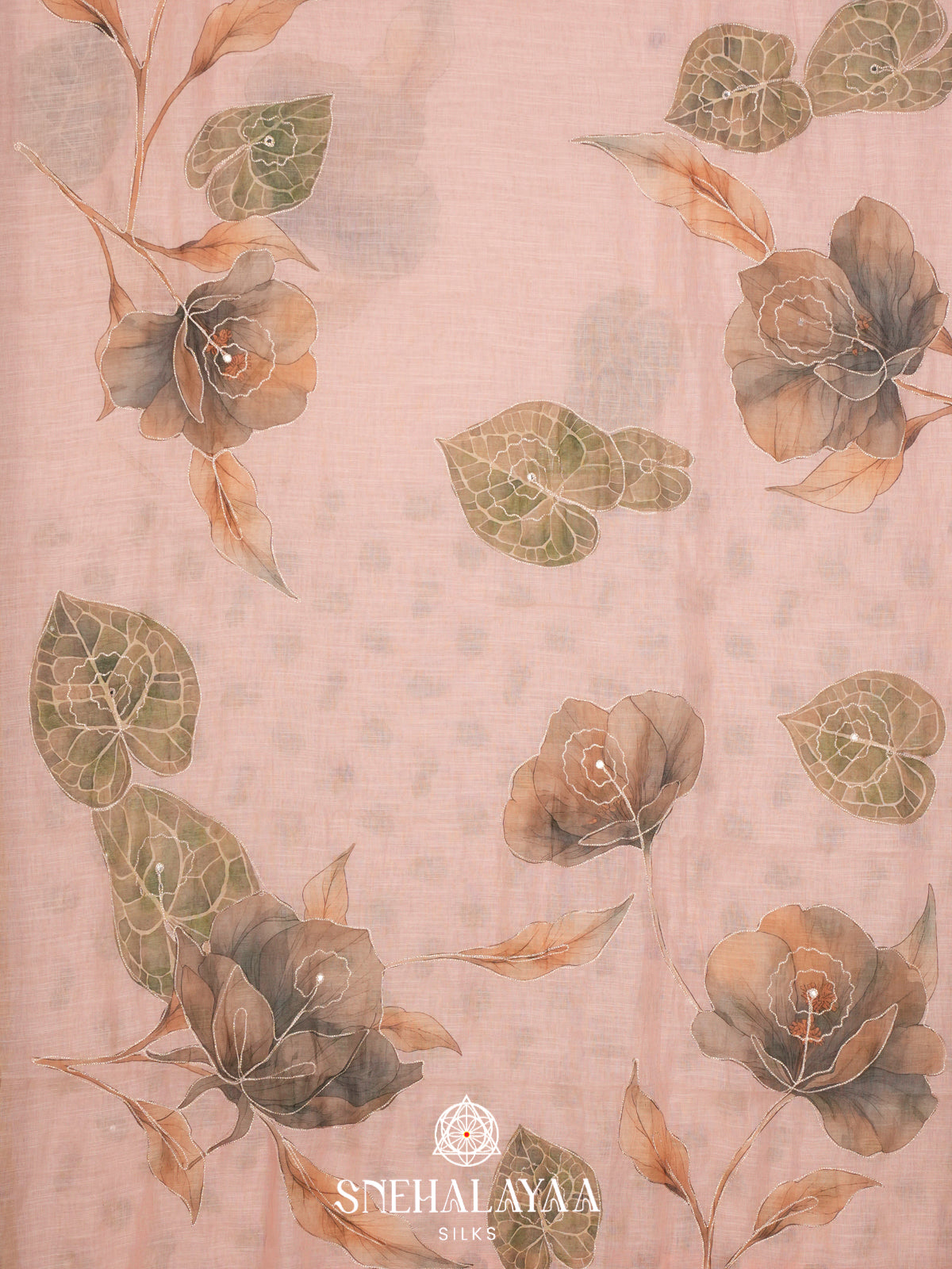 Pale Pink  Linen Saree