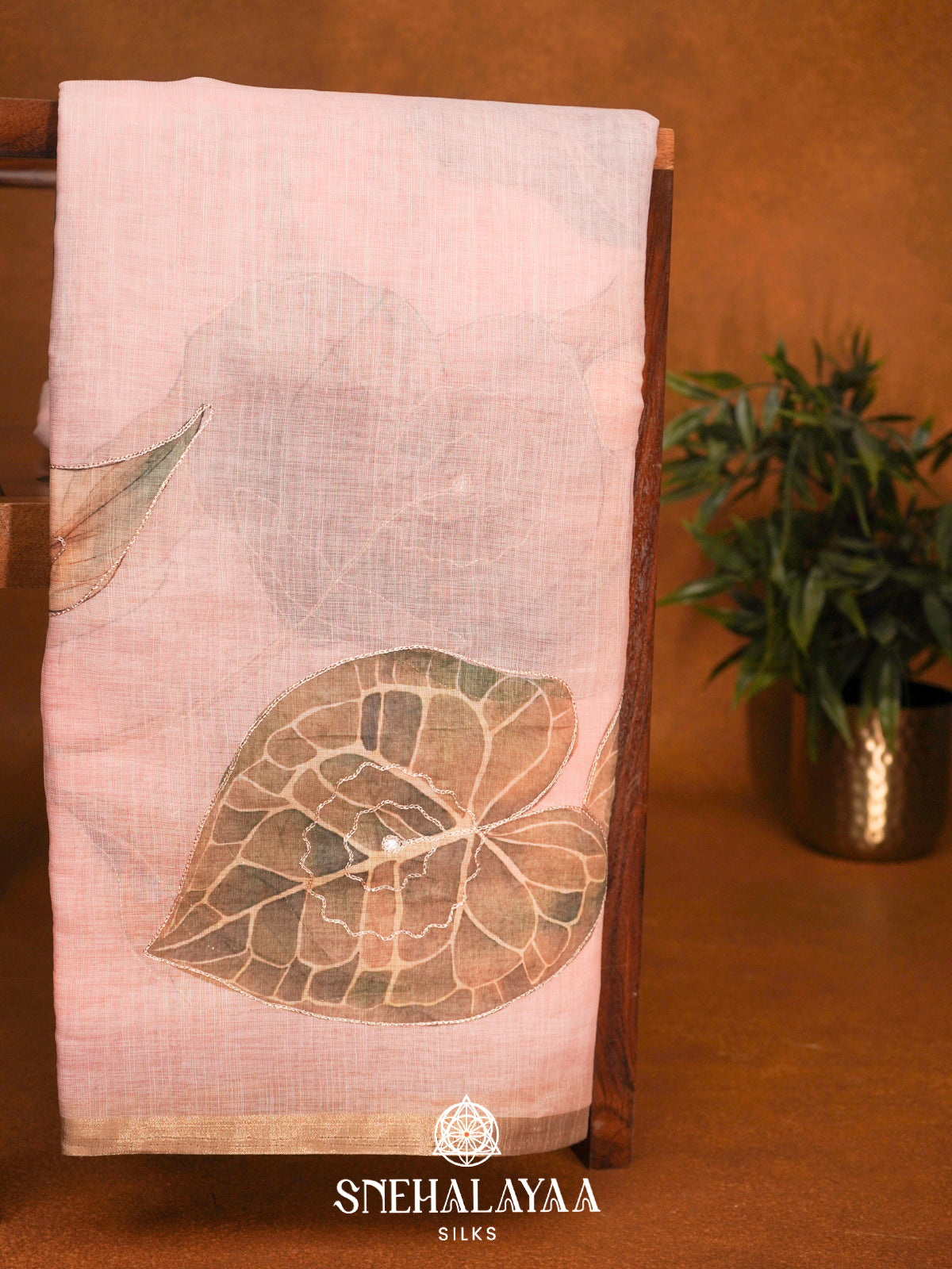 Pale Pink  Linen Saree