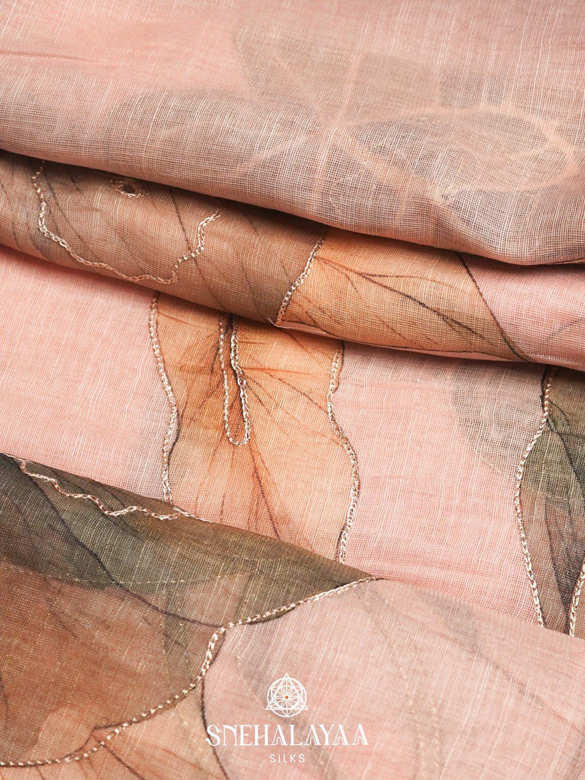 Pale Pink  Linen Saree