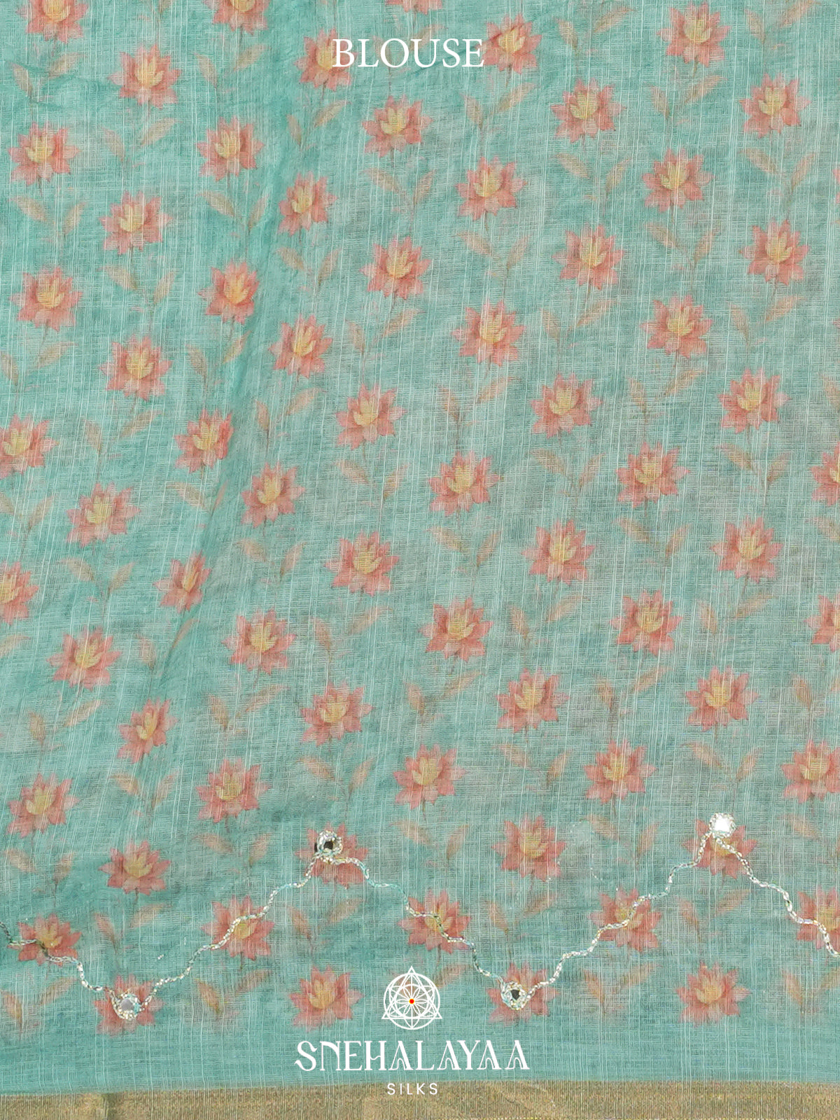 Mint Blue  Linen Saree