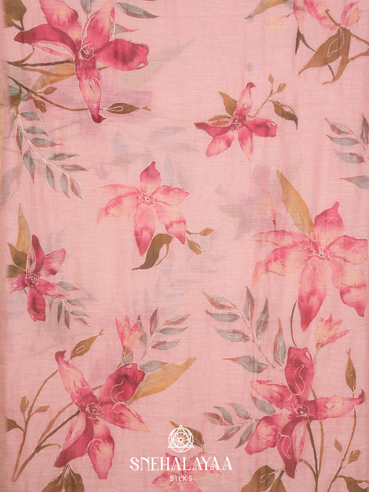 Pink  Linen Saree