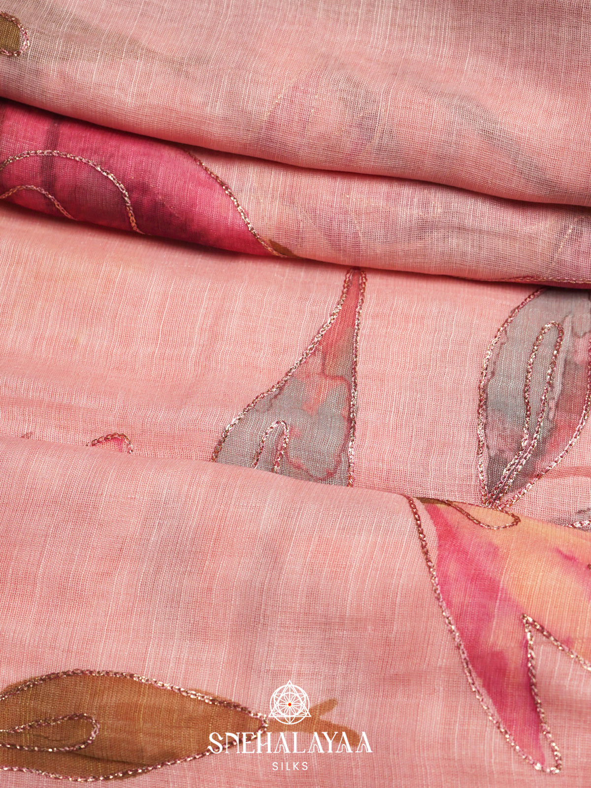 Pink  Linen Saree