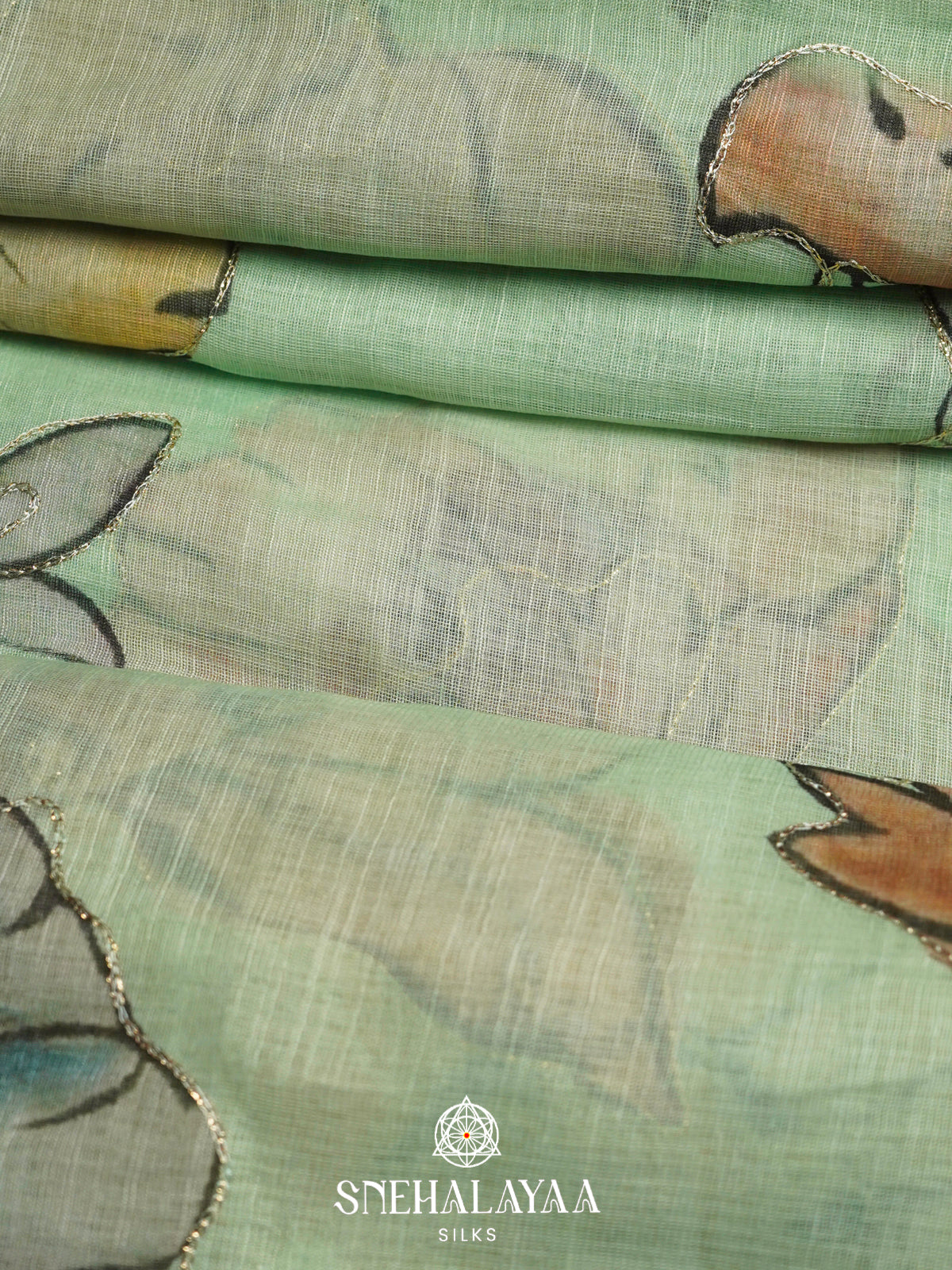 Mint Green  Linen Saree