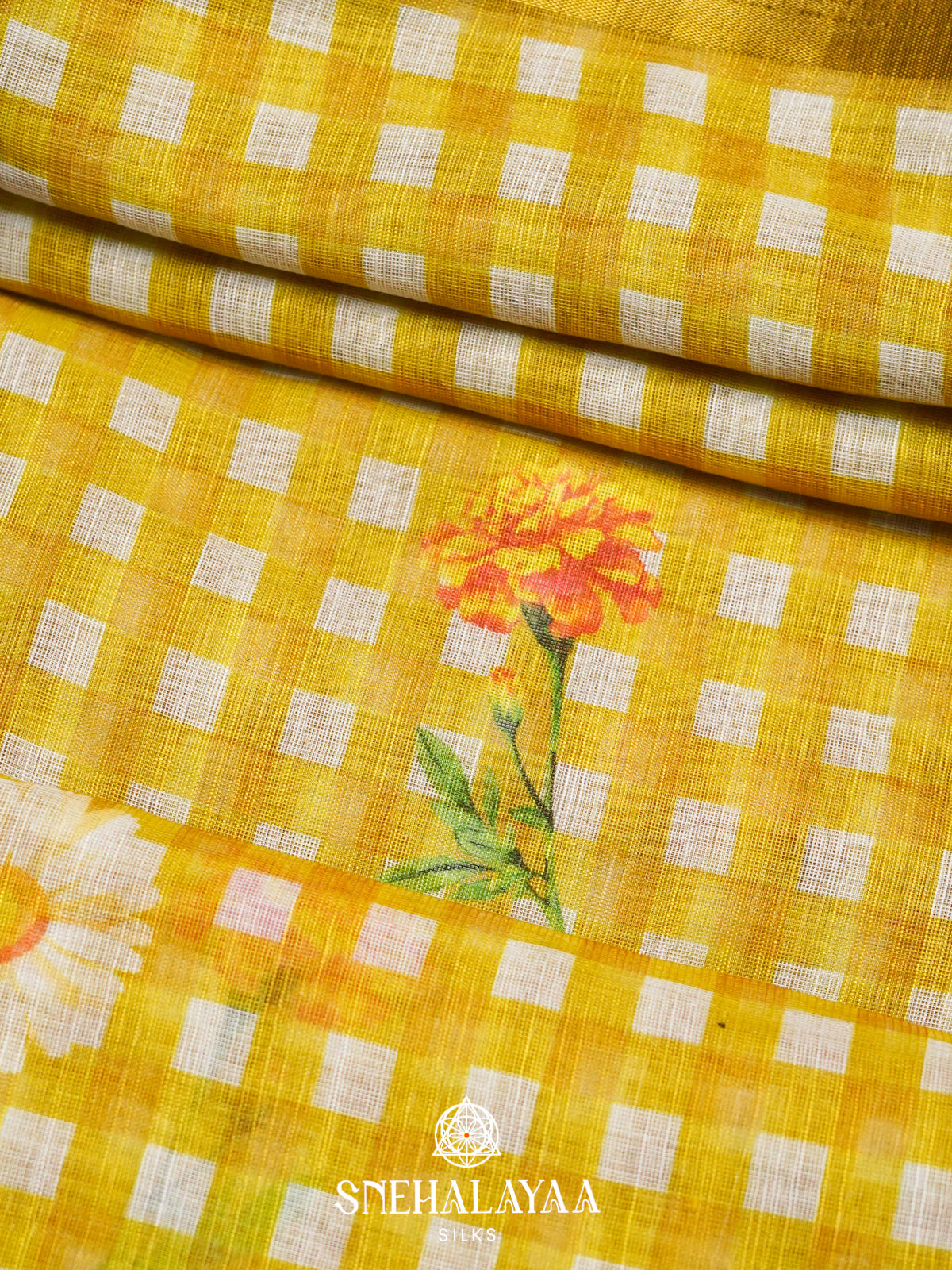 Yellow  Linen Saree