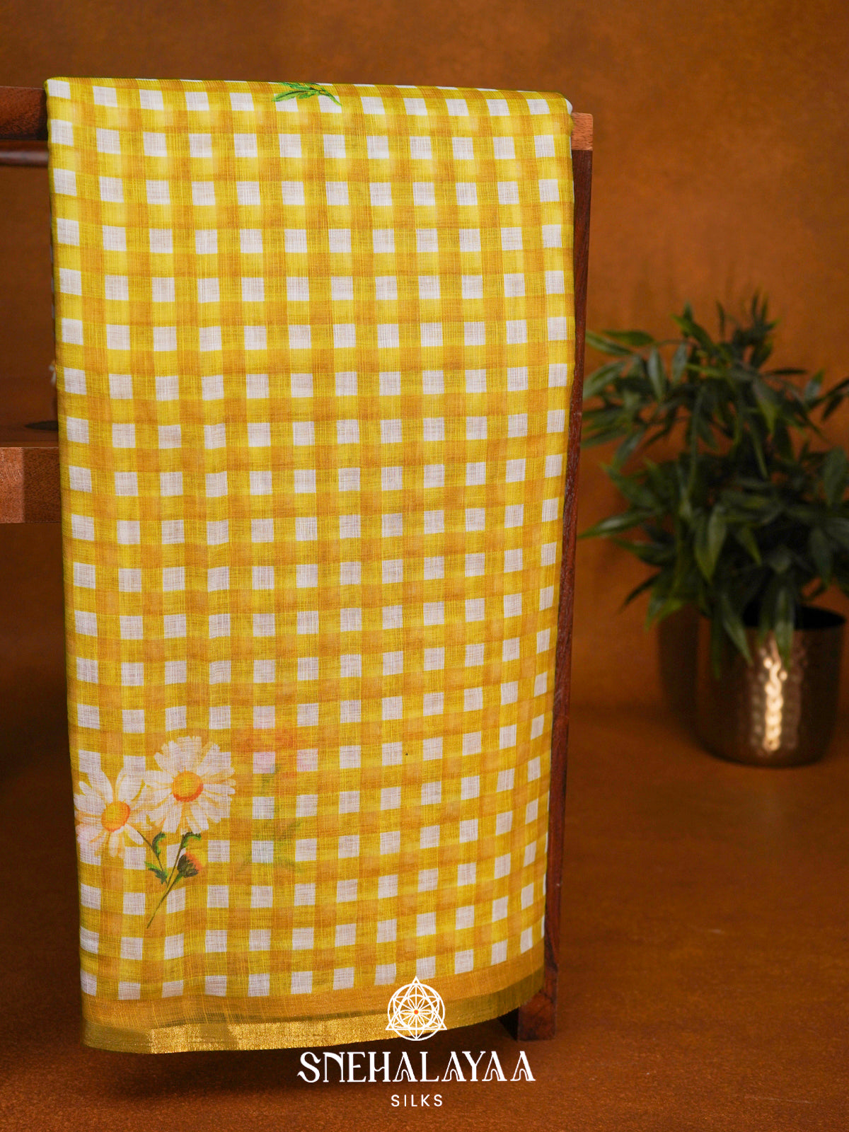 Yellow  Linen Saree