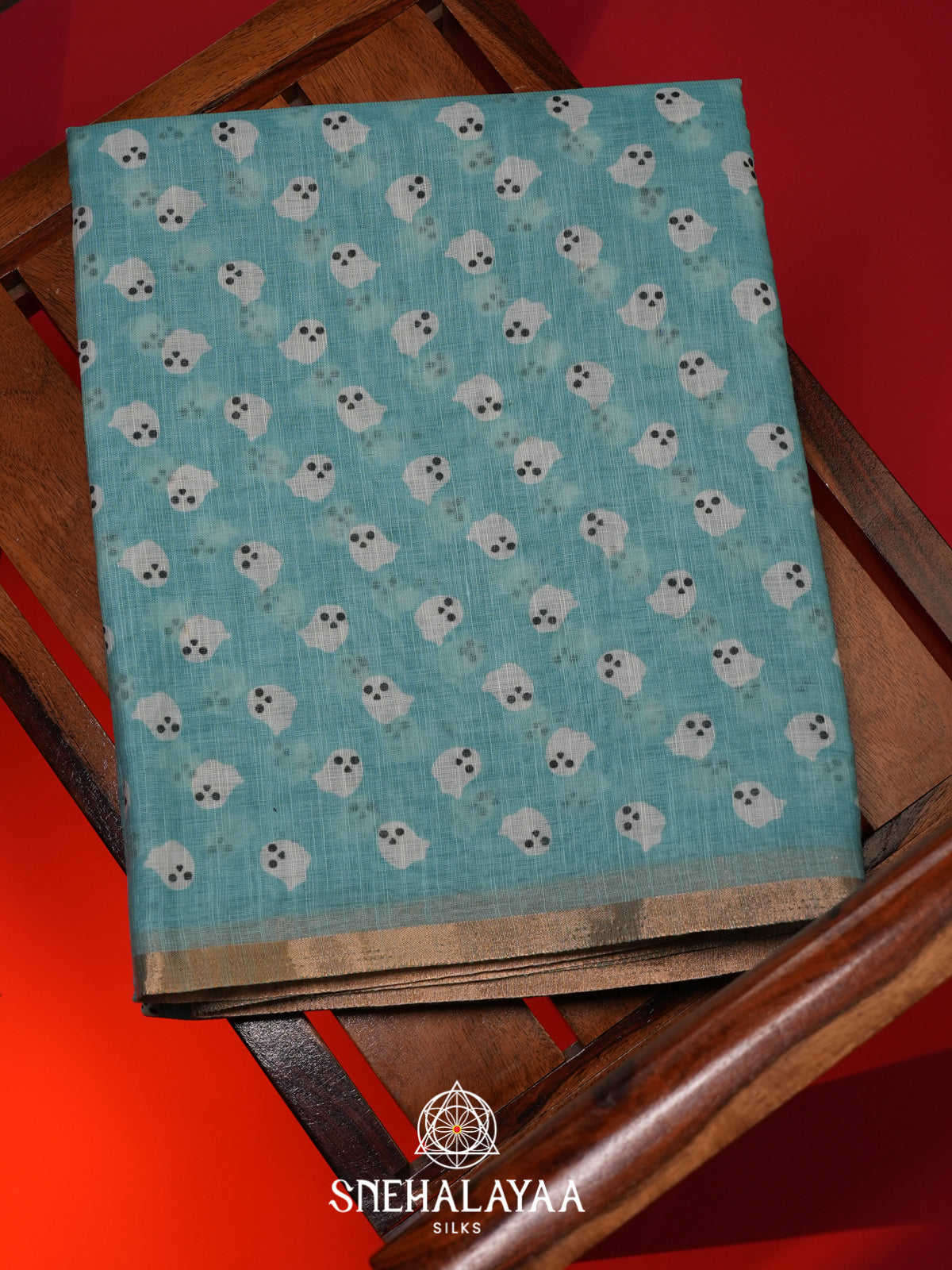 Sky Blue Linen Saree