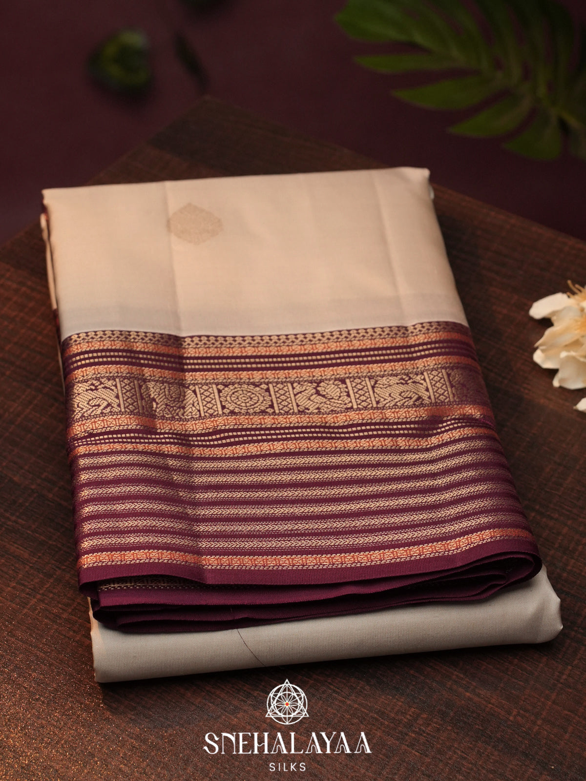 Off White Kanjivaram Silk Saree