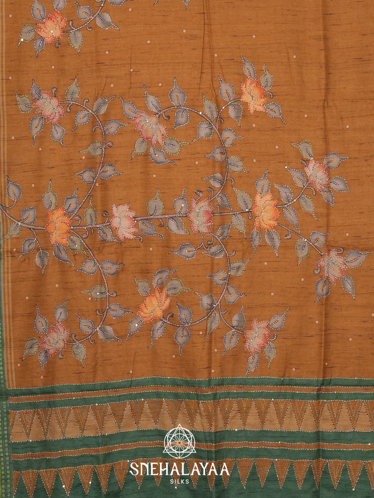 Mustard Yellow Tussar saree