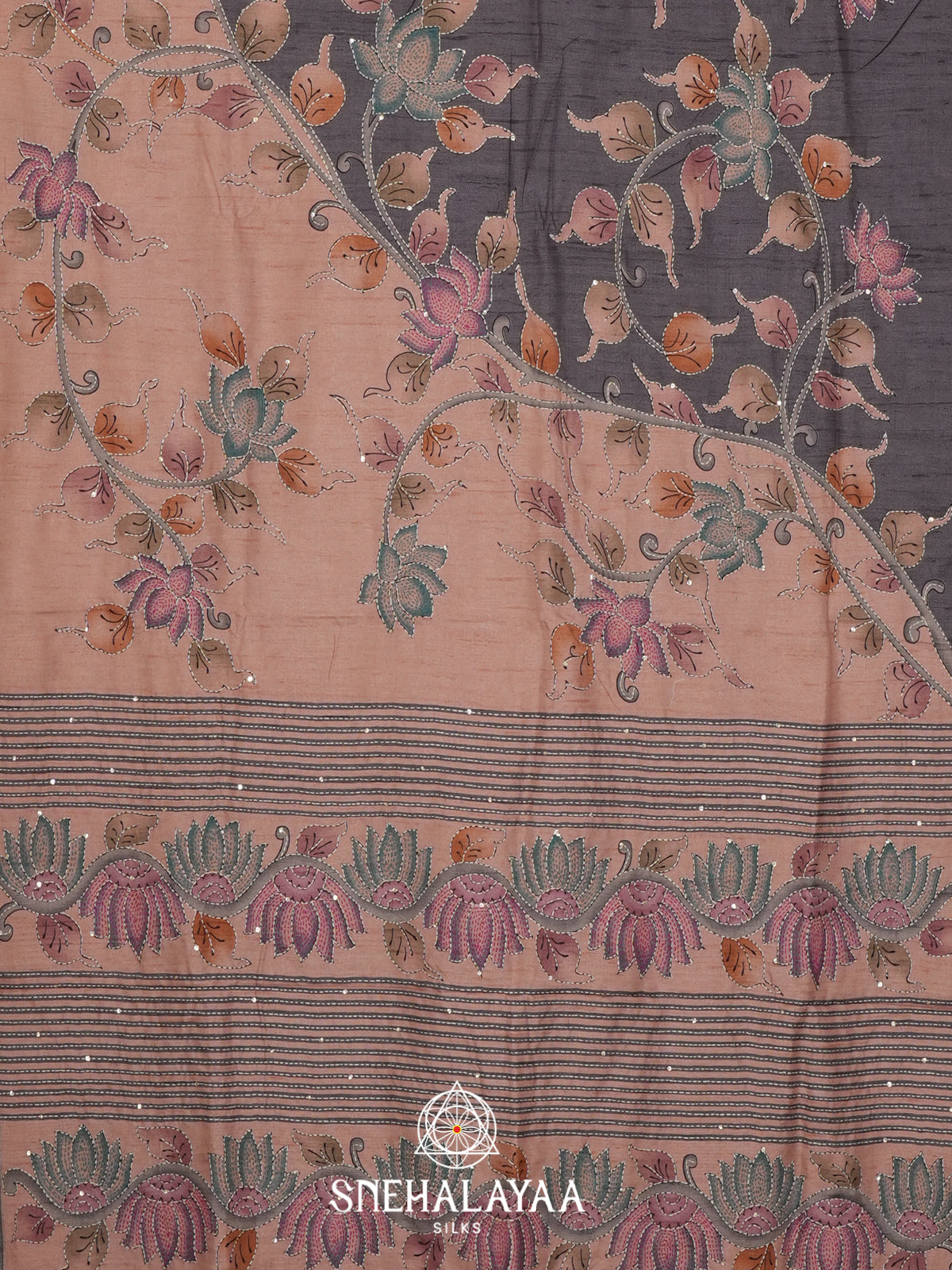 Grey Tussar saree