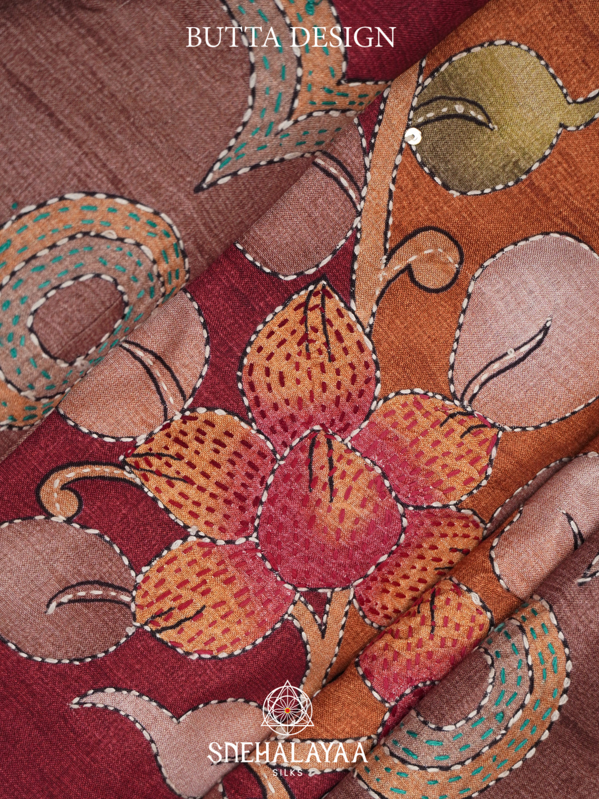 Maroon Tussar saree