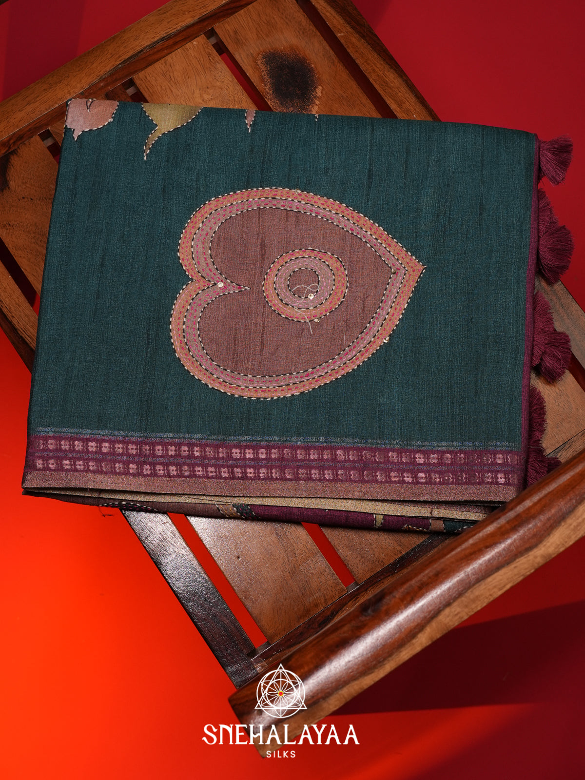 Peacock Blue Tussar saree