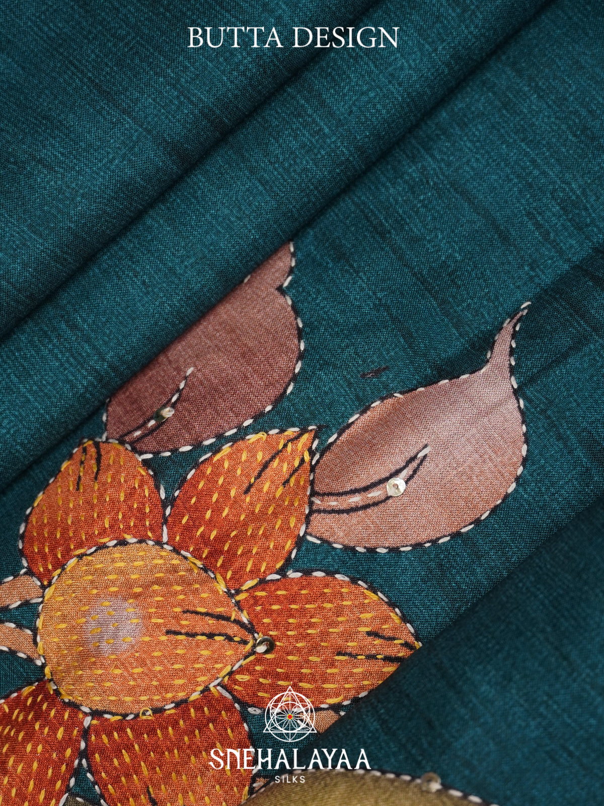 Peacock Blue Tussar saree