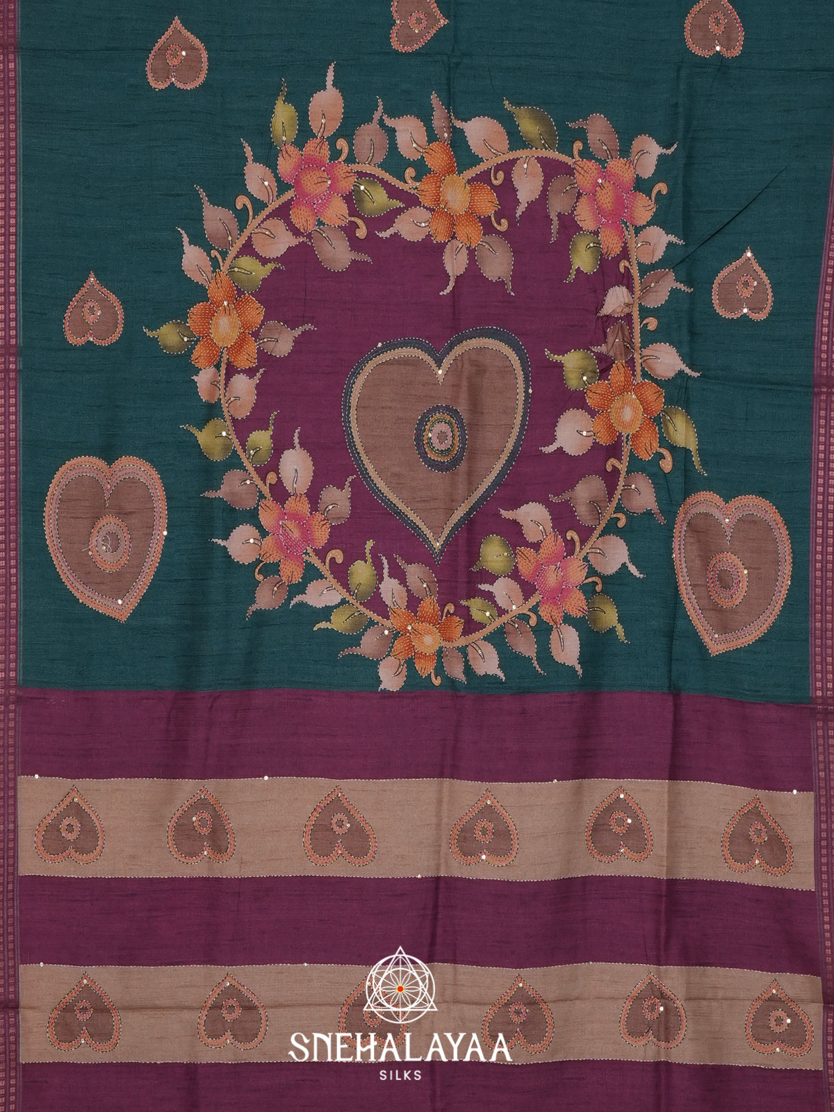Peacock Blue Tussar saree