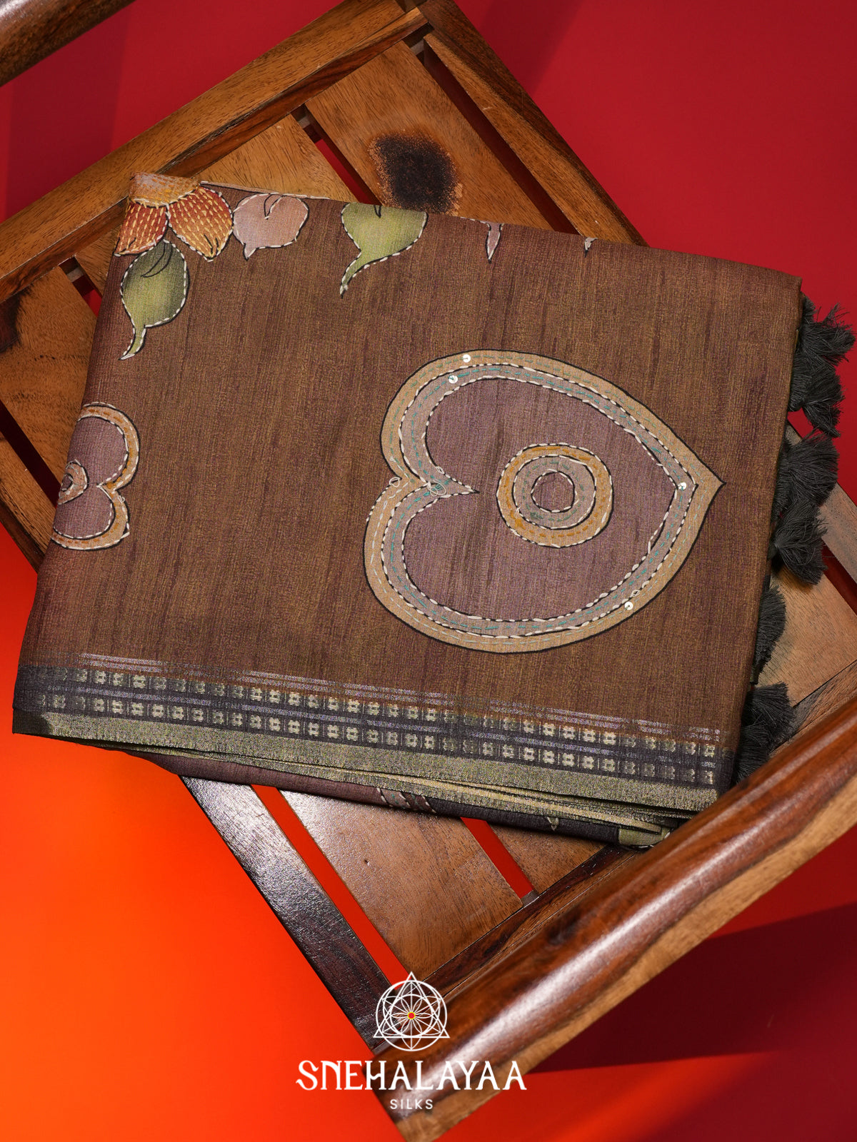Brown Tussar saree