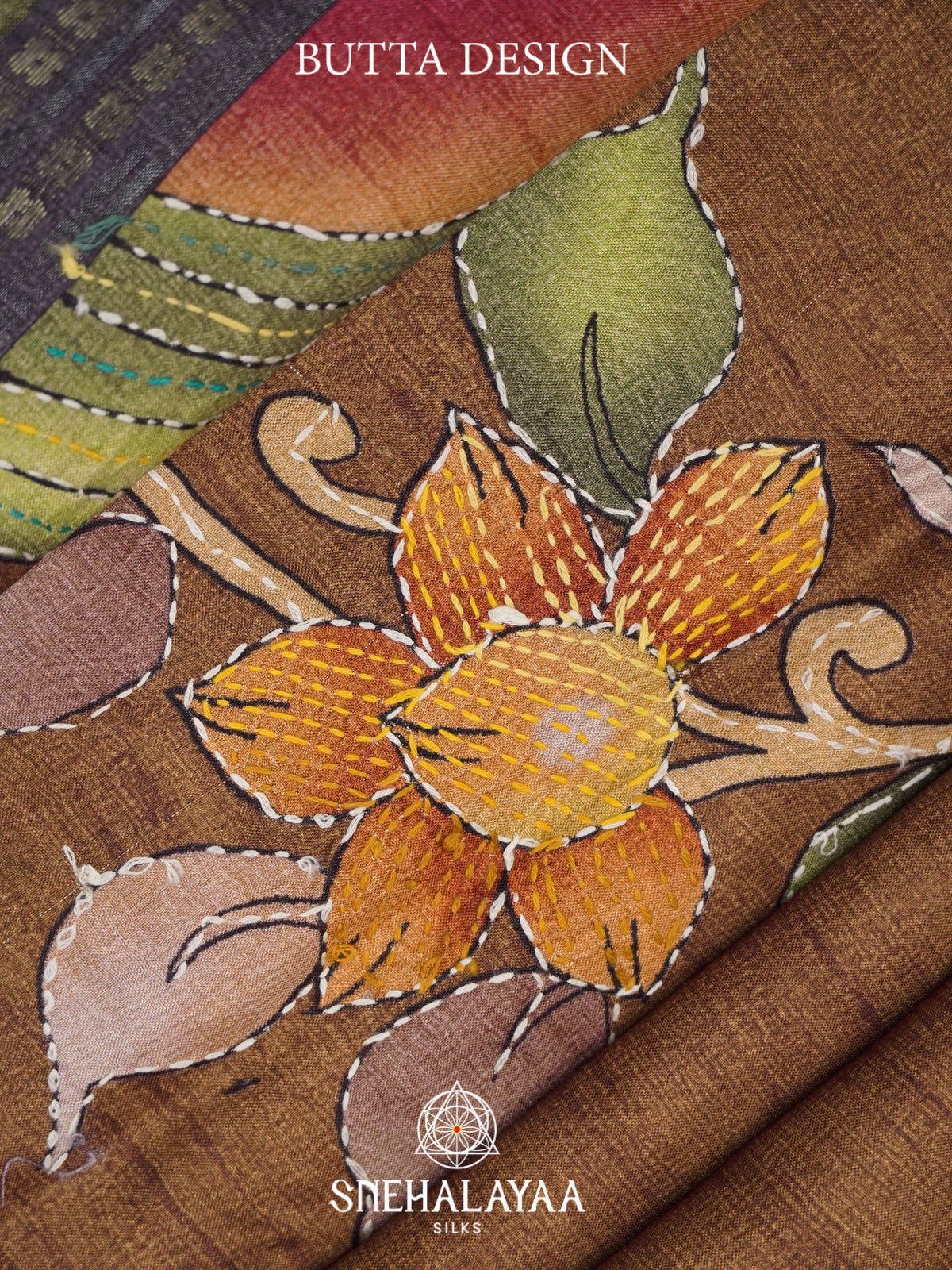 Brown Tussar saree