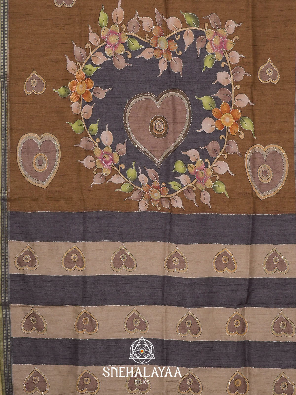Brown Tussar saree