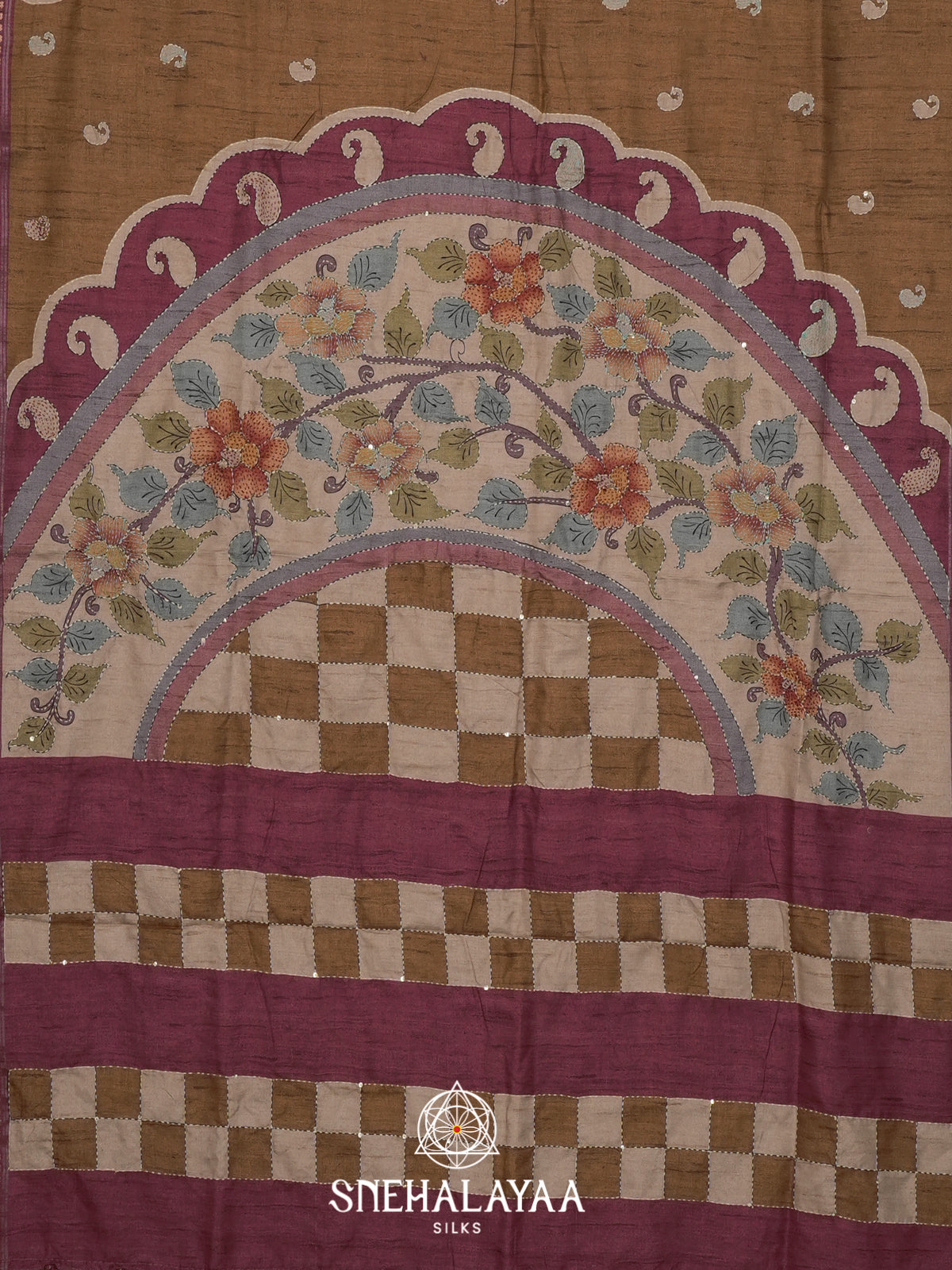 Brown Tussar saree