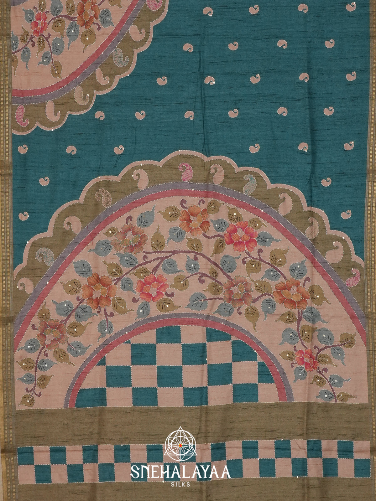 Peacock Blue Tussar saree