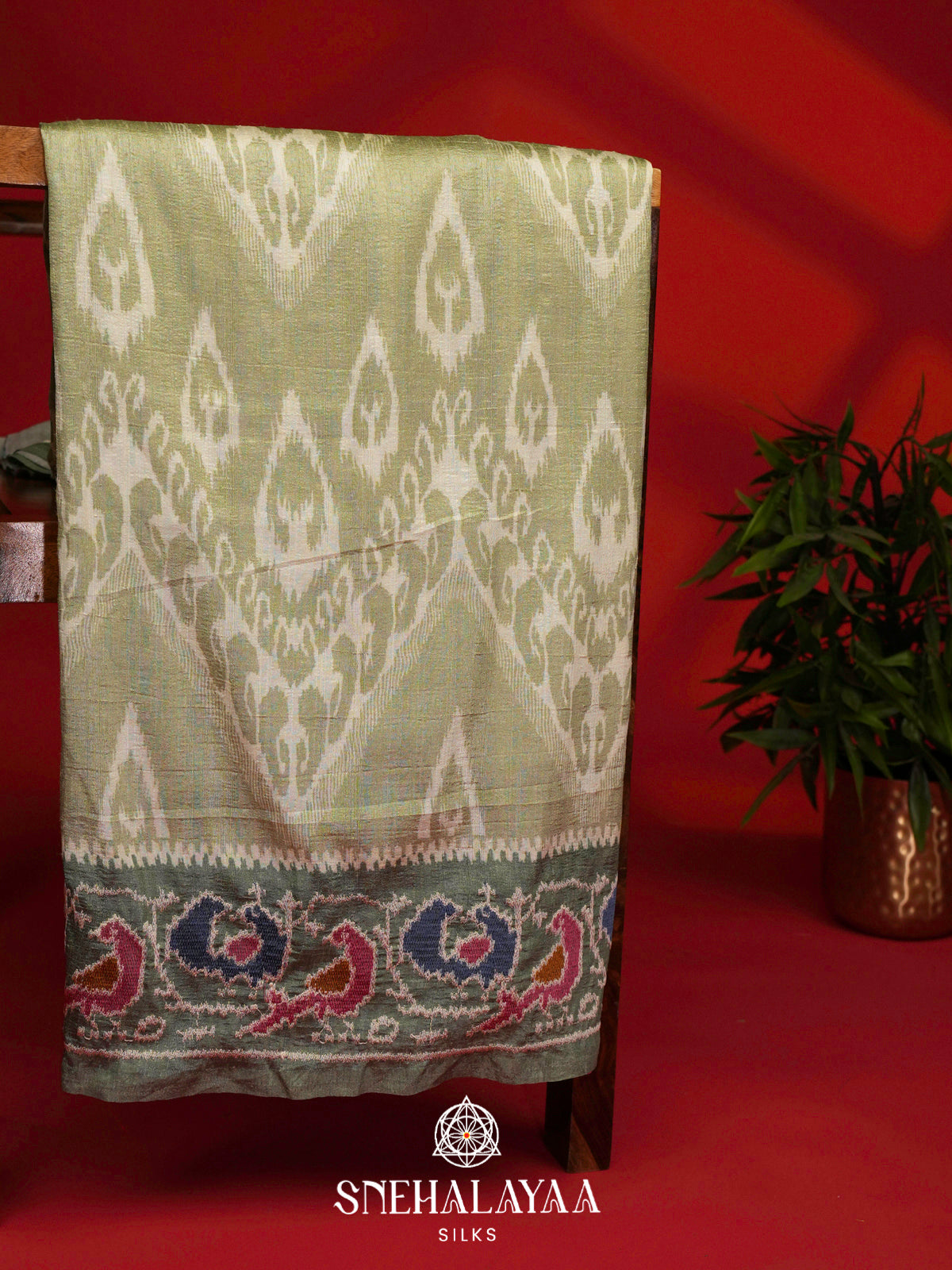 Pale Green Tussar Saree