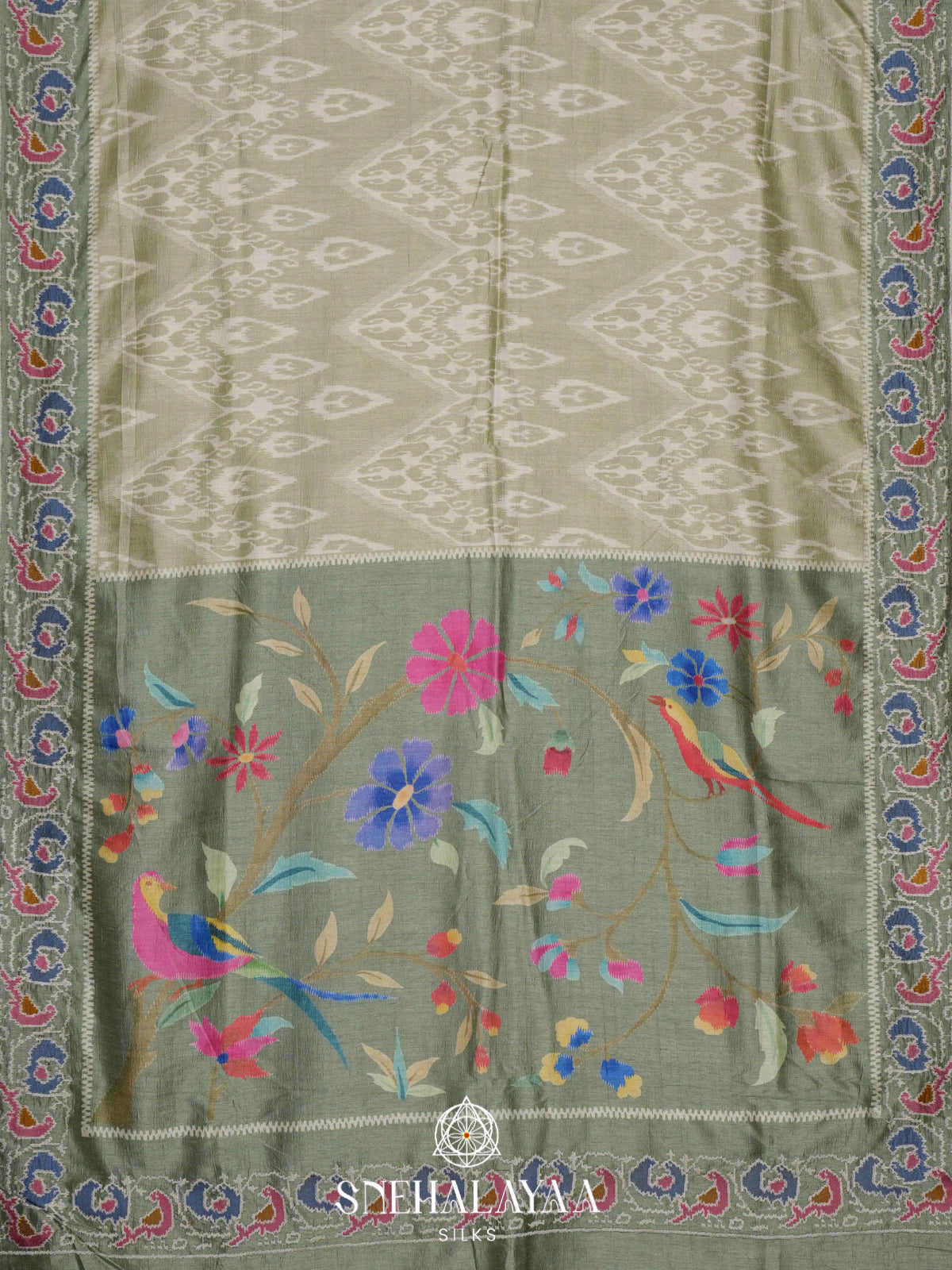 Pale Green Tussar Saree