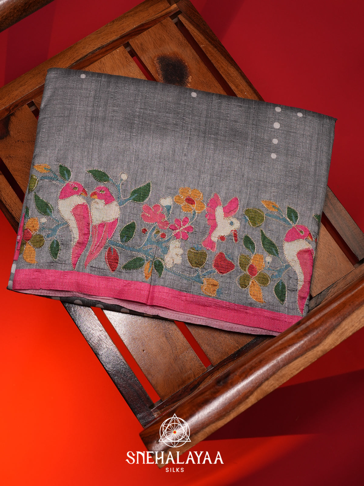 Grey Tussar saree
