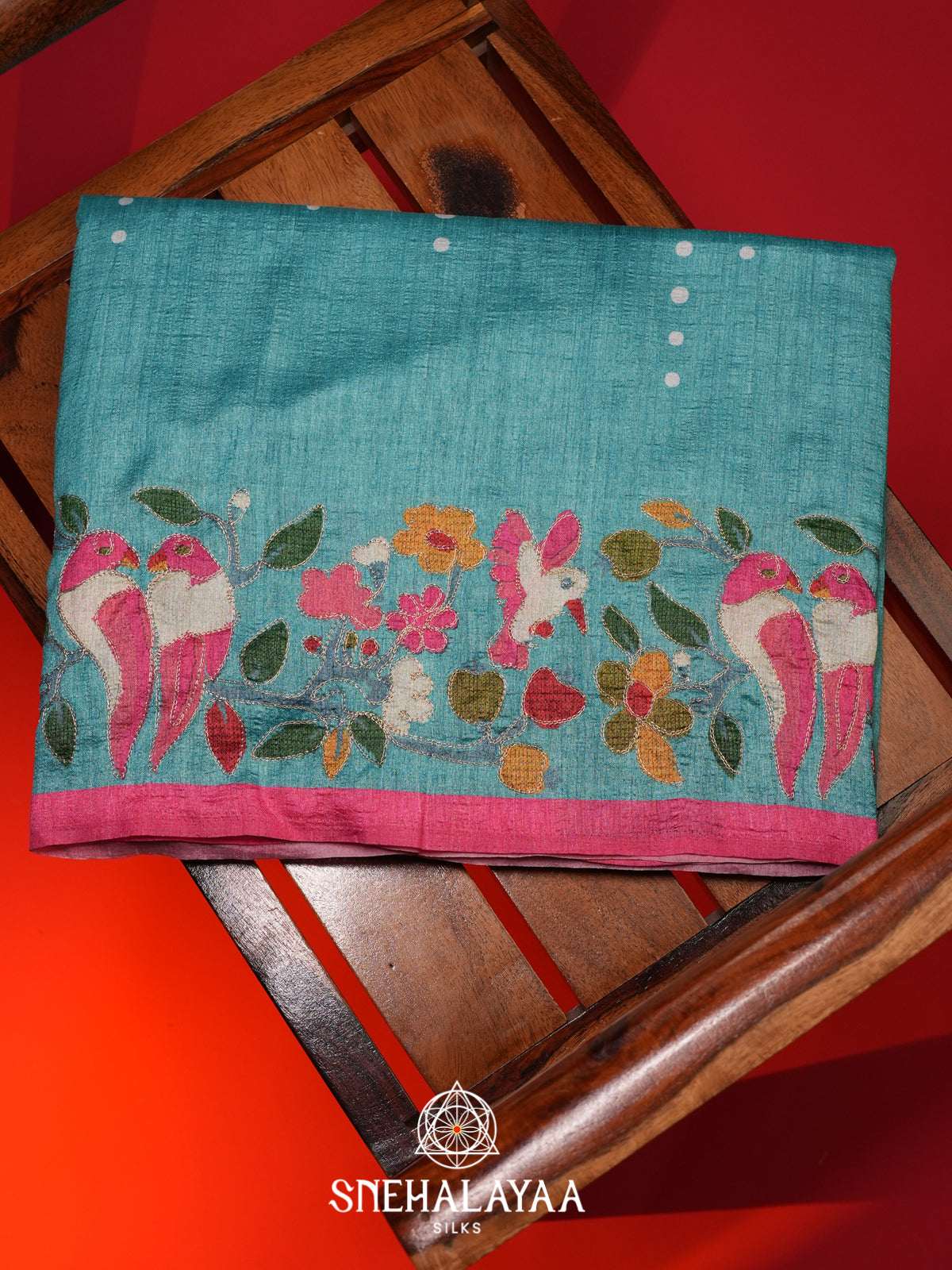 Sea Green Tussar saree