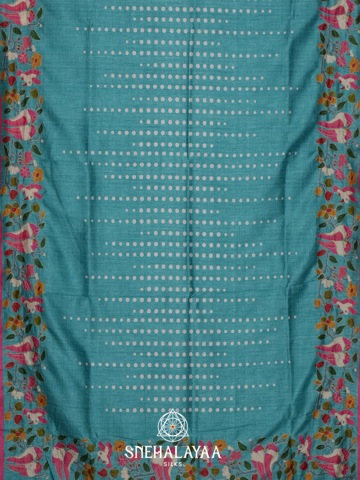 Sea Green Tussar saree
