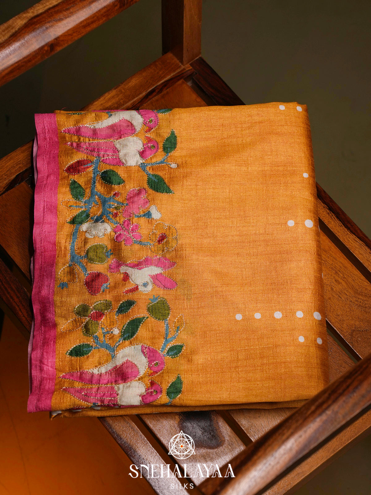Mustard Yellow Tussar Saree