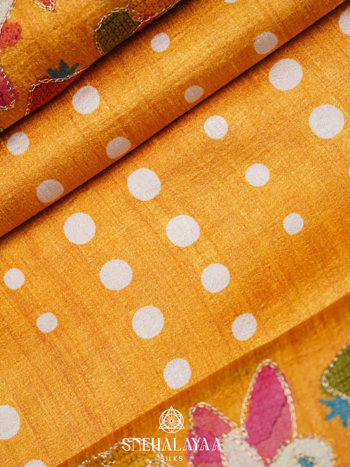 Mustard Yellow Tussar Saree