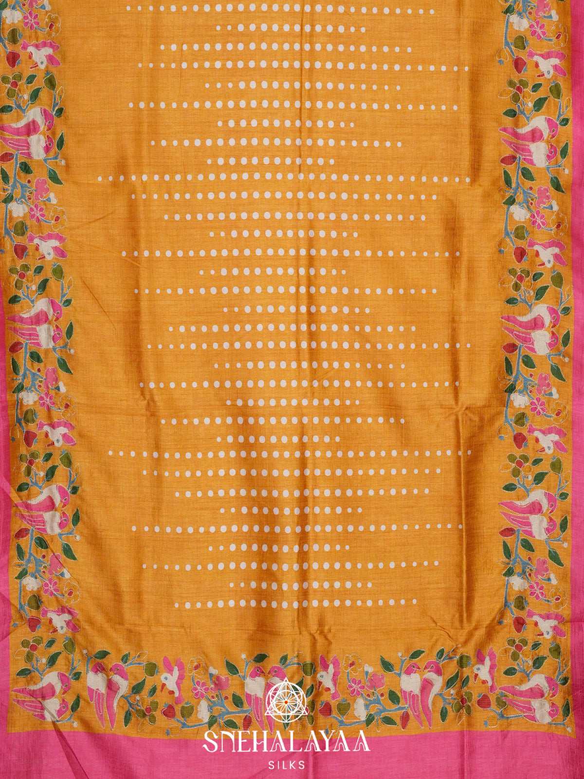 Mustard Yellow Tussar Saree