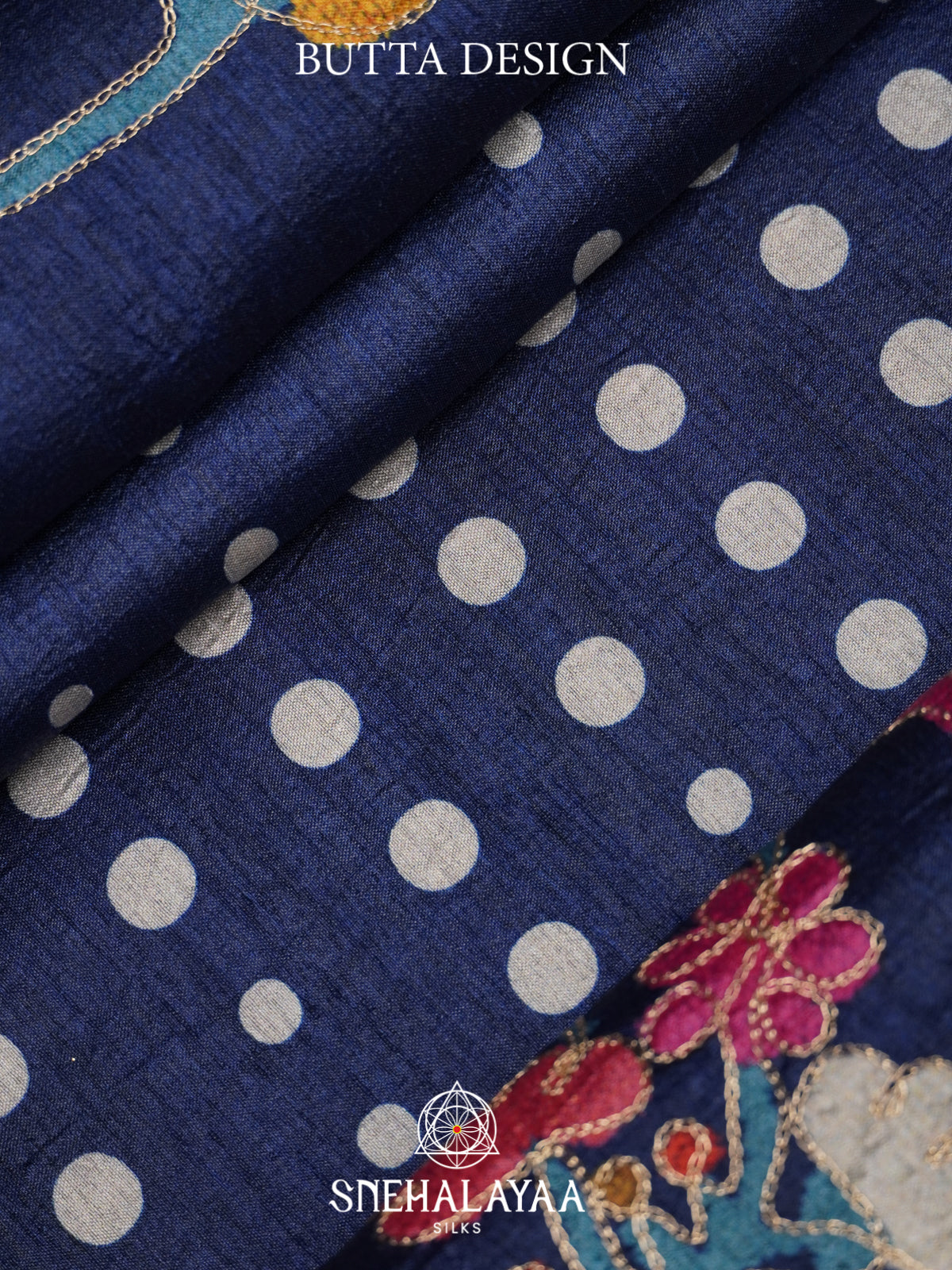 Ink Blue Tussar saree