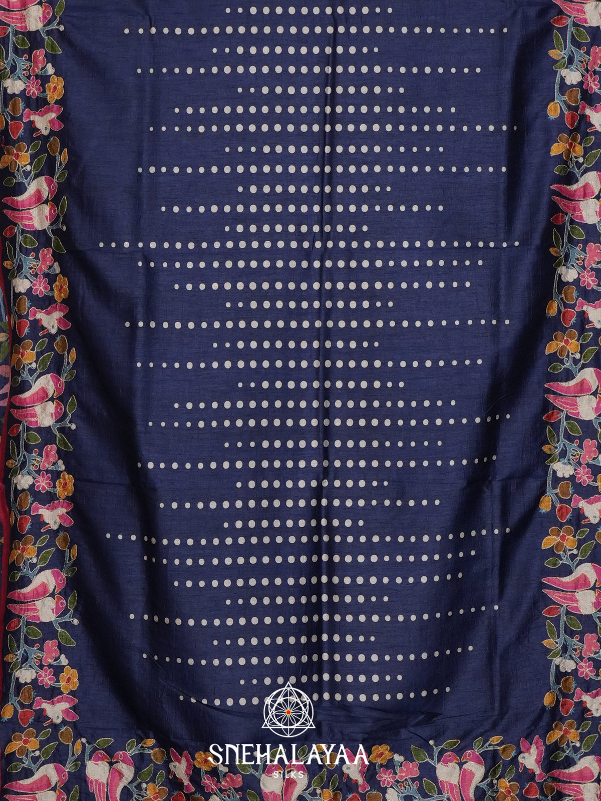 Ink Blue Tussar saree
