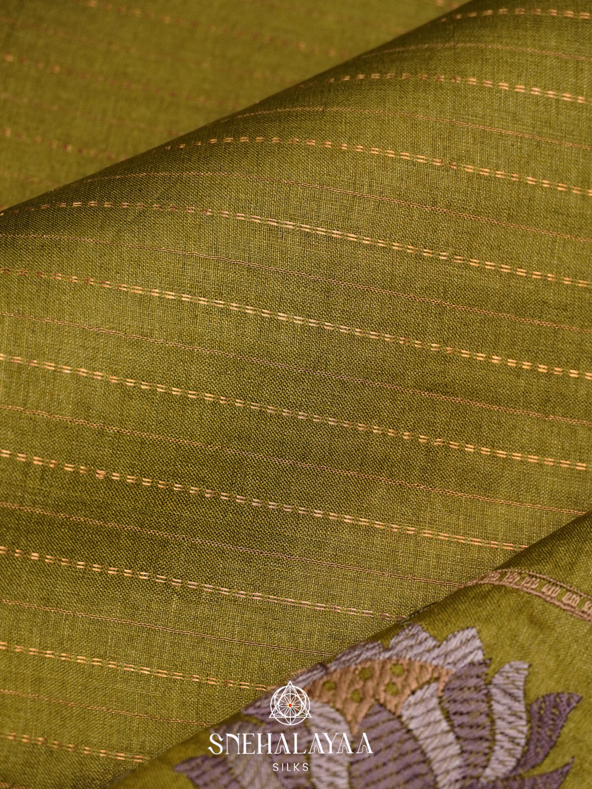 Olive Green Tussar Saree