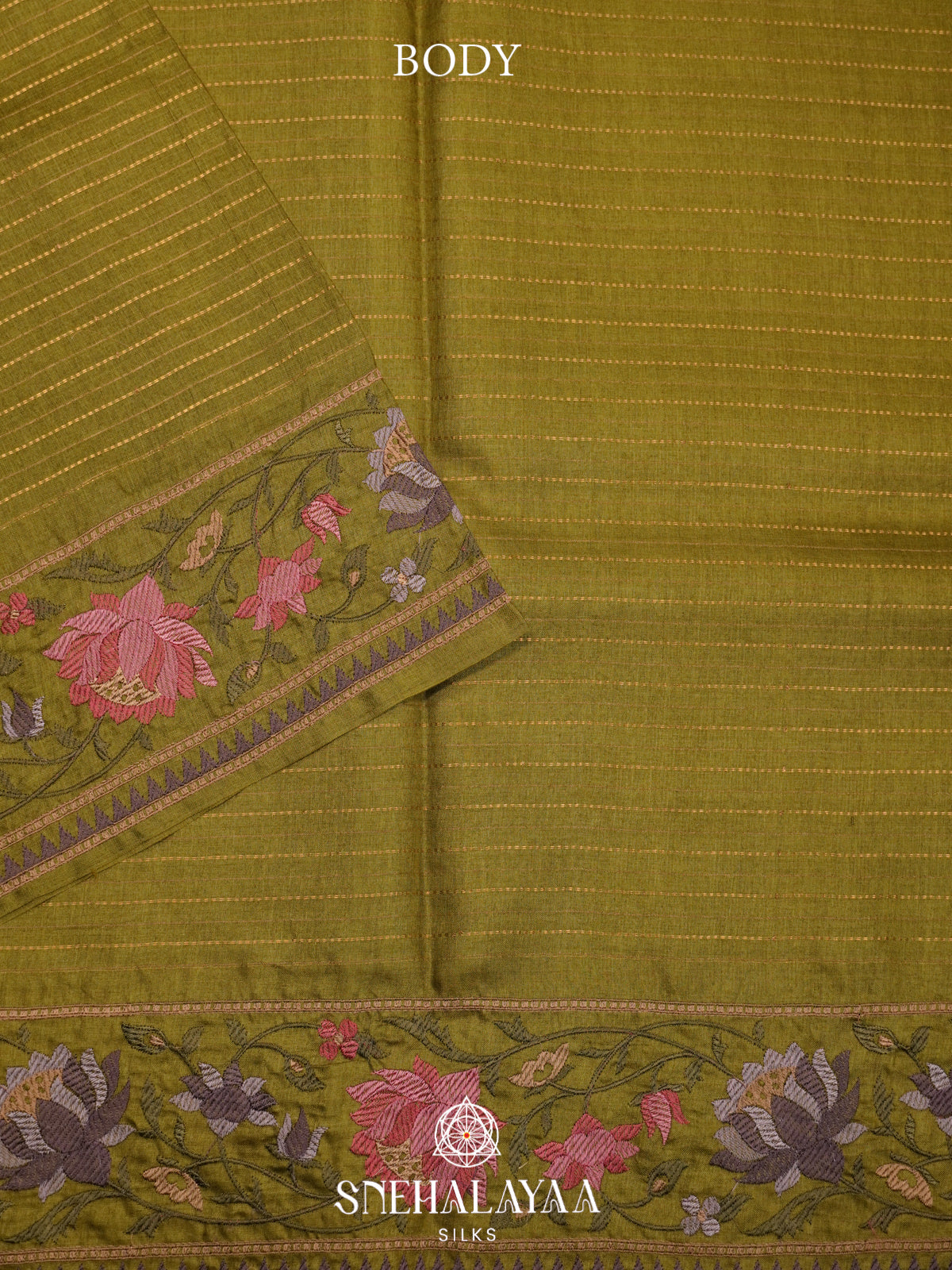 Olive Green Tussar Saree