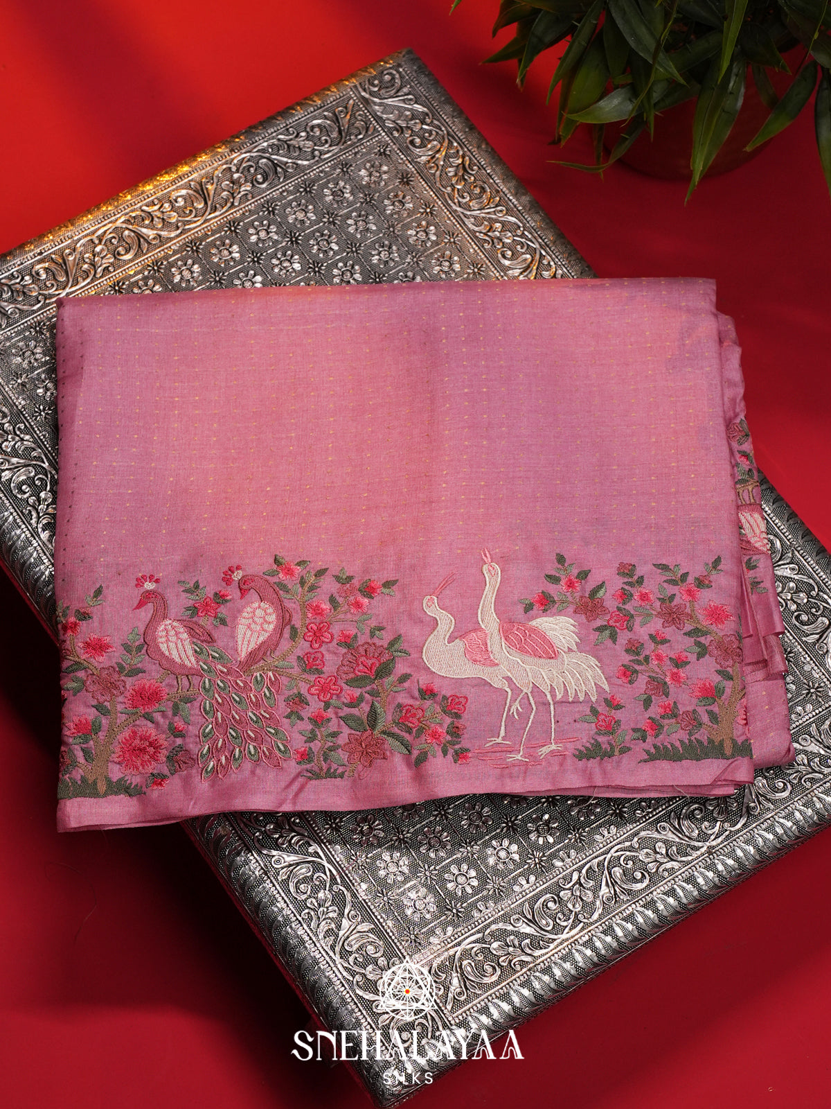 Pink Tussar Saree