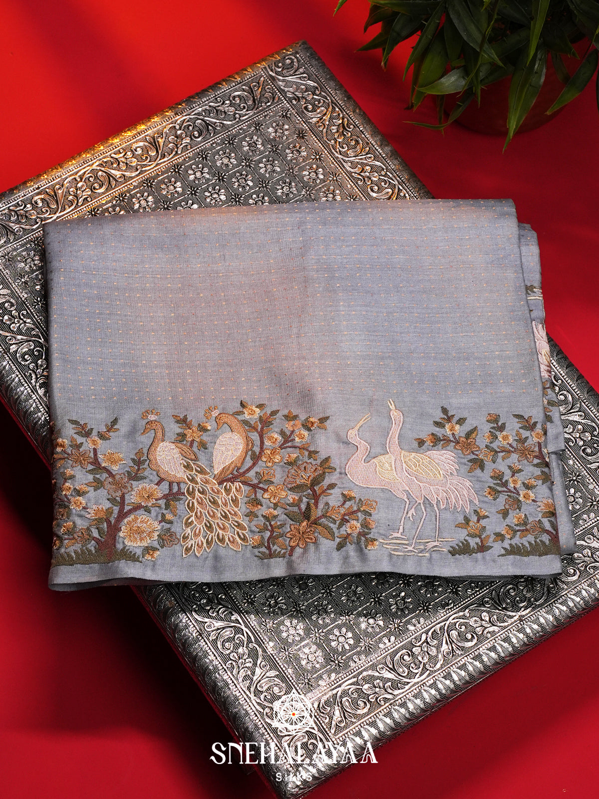 Grey Tussar Saree