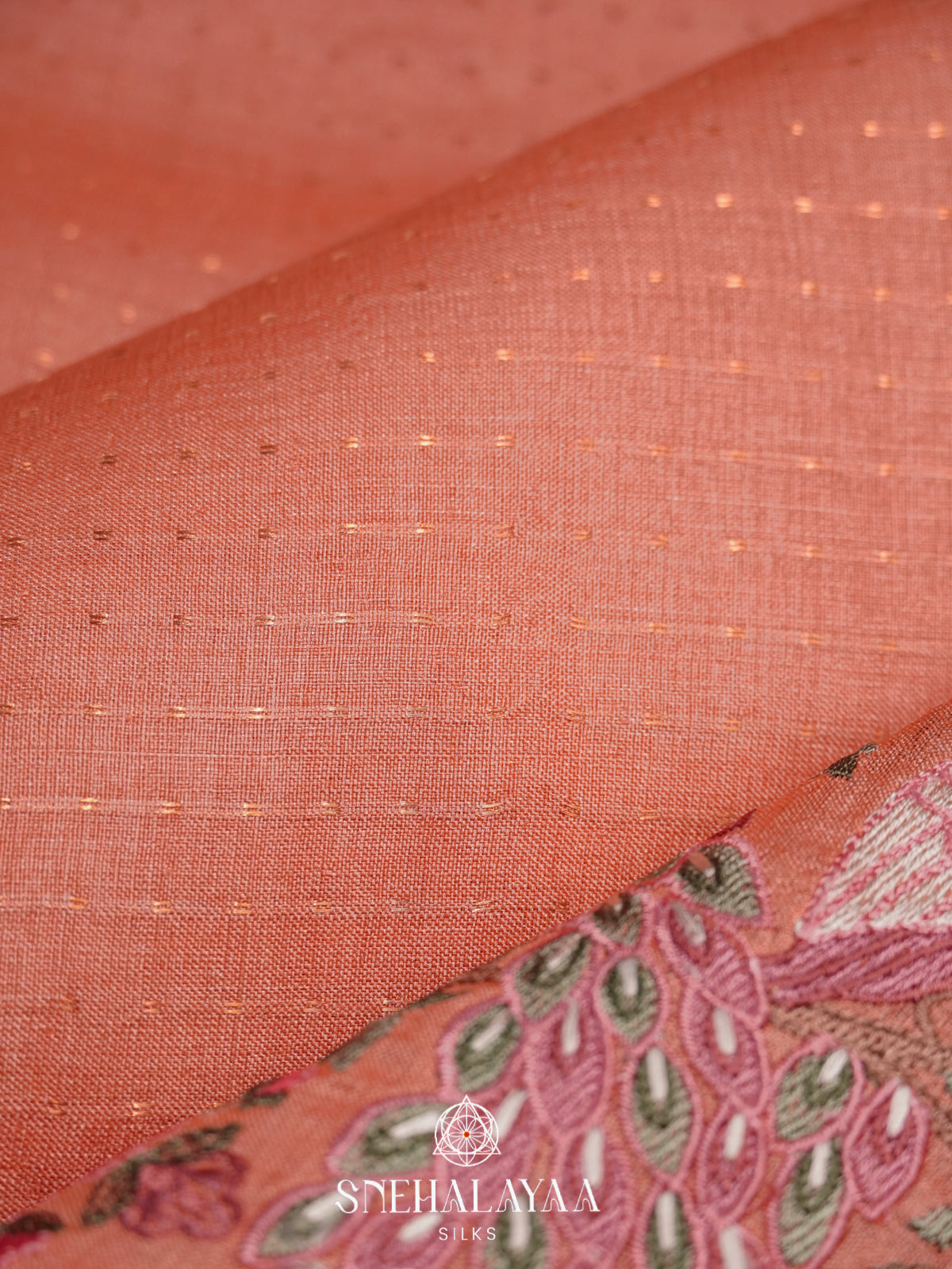 Peach Tussar Saree